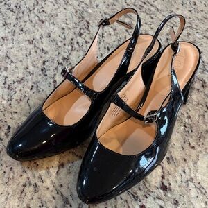LOFT Black Patent Slingback Mary Jane Pumps